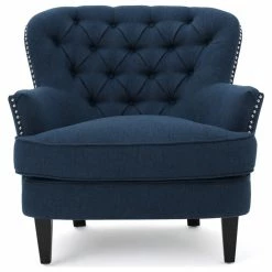 Promo 💯 GDFStudio GDF Studio Alfred Royal Vintage Design Upholstered Arm Chair, Dark Blue 😍 -Living Room Furniture Shop 029127c401aebf36 9354 w800 h800 b1 p0