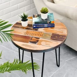 Discount 🛒 Welland Industries LLC Taylor Side Table Reclaimed Wood, Round 🛒 -Living Room Furniture Shop 02b1ed8300b893f2 0115 w800 h800 b0 p0