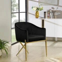 Best Pirce 🔥 MOD The Parker Dining Chair, Velvet, Black, Gold Legs ✔️ -Living Room Furniture Shop 031169b0027414af 0743 w800 h800 b0 p0