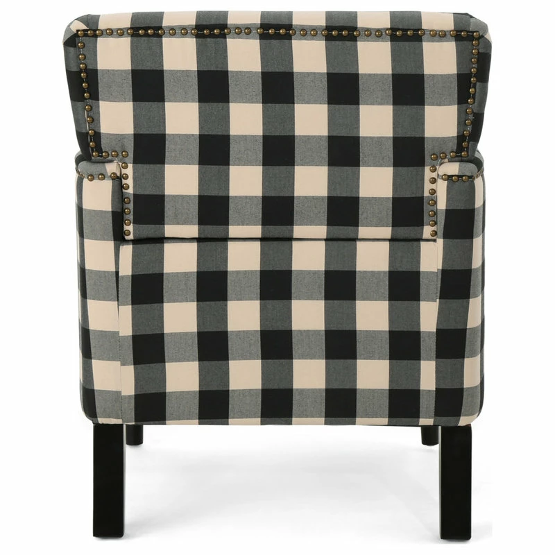 Budget π₯ GDFStudio GDF Studio Eve Tufted Fabric Club Chair, Black Checkerboard/Dark Brown β€οΈ 6 Budget π₯ GDFStudio GDF Studio Eve Tufted Fabric Club Chair, Black Checkerboard/Dark Brown β€οΈ - Image 6