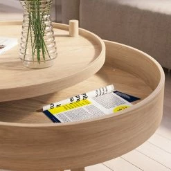 Cheap 🎁 Homary Modern Round Wood Rotating Tray Coffee Table With Storage, Natural ✔️ -Living Room Furniture Shop 04419f0402a9a597 0919 w800 h800 b0 p0