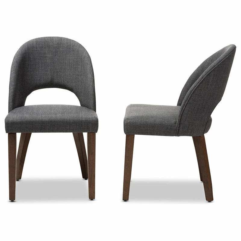 New ⌛ Baxton Studio Wesley Walnut Finished Wood Dining Chair, Set Of 2, Dark Gray ⌛ 3 New ⌛ Baxton Studio Wesley Walnut Finished Wood Dining Chair, Set Of 2, Dark Gray ⌛ - Image 3