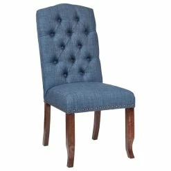 Best deal ๐ Office Star Products Jessica Tufted Dining Chair, Navy Fabric With Bronze Nailheads And Coffee Legs ๐งจ