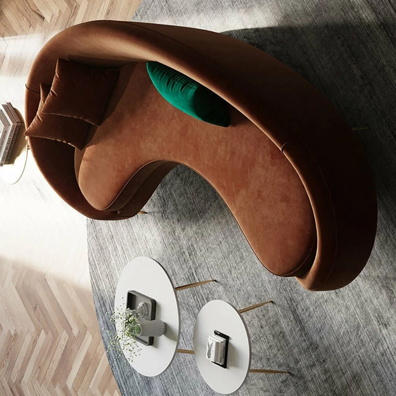 Flash Sale 🛒 Homary Modern Bronze Velvet Curved Sofa Gold Metal Toss Pillow Included, Bronze, Medium ⌛ 4 Flash Sale 🛒 Homary Modern Bronze Velvet Curved Sofa Gold Metal Toss Pillow Included, Bronze, Medium ⌛ - Image 4