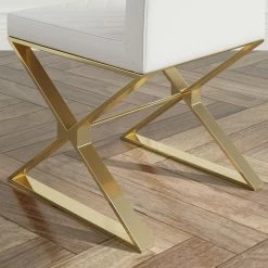 Best Sale ✨ HOMARY Modern Upholstered White PU Leather Dining Chair Set Of 2 Stainless Steel Gold ⌛ -Living Room Furniture Shop 0db172000396e302 3136 w800 h800 b0 p0