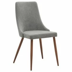 Discount 👏 WHI Mid Century Fabric Side Chair (Set Of 2)- Beige, Grey/Walnut 😉