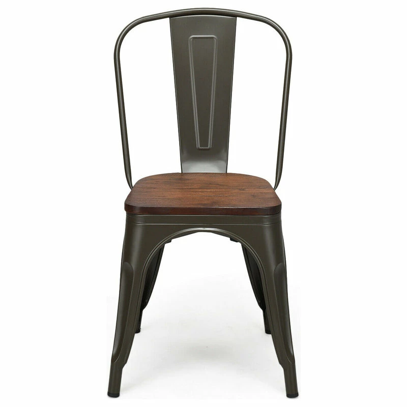 Best Sale 🌟 Costway Set Of 4 Style Metal Dining Side Chair Wood Seat Stackable Bistro Cafe 💯 6 Best Sale 🌟 Costway Set Of 4 Style Metal Dining Side Chair Wood Seat Stackable Bistro Cafe 💯 - Image 6