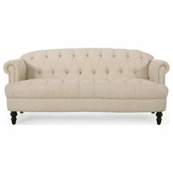 Cheap 🤩 GDFStudio Jaziel Deep Tufted Sofa With Nailhead Trim, Beige/Dark Brown 🔔 -Living Room Furniture Shop 13c1d1c80f906692 8952 w800 h800 b1 p0