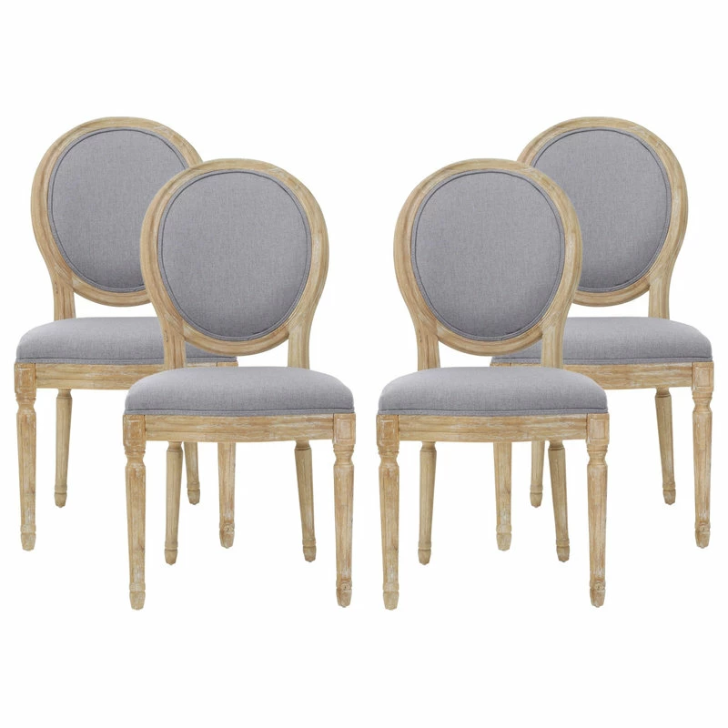 Outlet 👍 GDFStudio Jerome French Country Dining Chairs, Set Of 4, Light Gray/Natural, Fabric, Rubberwood 🎁 1 Outlet 👍 GDFStudio Jerome French Country Dining Chairs, Set Of 4, Light Gray/Natural, Fabric, Rubberwood 🎁