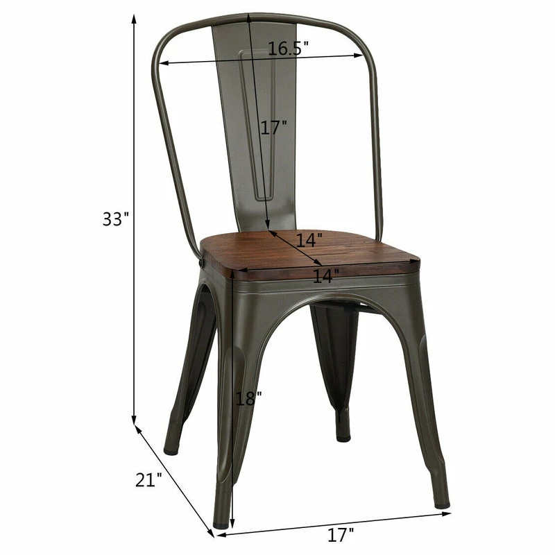 Best Sale 🌟 Costway Set Of 4 Style Metal Dining Side Chair Wood Seat Stackable Bistro Cafe 💯 2 Best Sale 🌟 Costway Set Of 4 Style Metal Dining Side Chair Wood Seat Stackable Bistro Cafe 💯 - Image 2