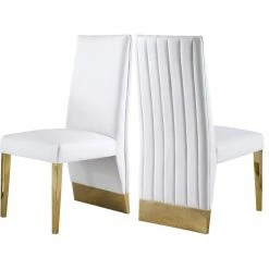 Hot Sale ✔️ MOD The Cairo Dining Chair, White And Gold, Faux Leather, Set Of 2 👍