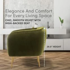 Promo 😀 ELuxury Channel Decorative Accent Chair With Metal Legs, Green ⭐ -Living Room Furniture Shop 1b519ff0029e0ebe 0844 w800 h800 b0 p0
