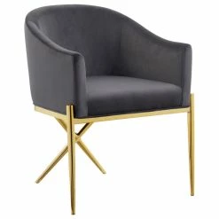 New 🧨 MOD The Parker Dining Chair, Velvet, Gray, Gold Legs 🥰