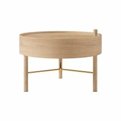 Cheap 🎁 Homary Modern Round Wood Rotating Tray Coffee Table With Storage, Natural ✔️