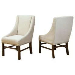 Deals 💯 GDFStudio GDF Studio Claudia Contemporary Upholstered Dining Chairs, Set Of 2, Natural/Bro 😀