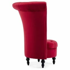 Flash Sale ⌛ Belleze Royal High Back Velvet Tufted Ottoman Chair, Red ❤️ -Living Room Furniture Shop 1e011b510bb24ba8 7586 w800 h800 b1 p0