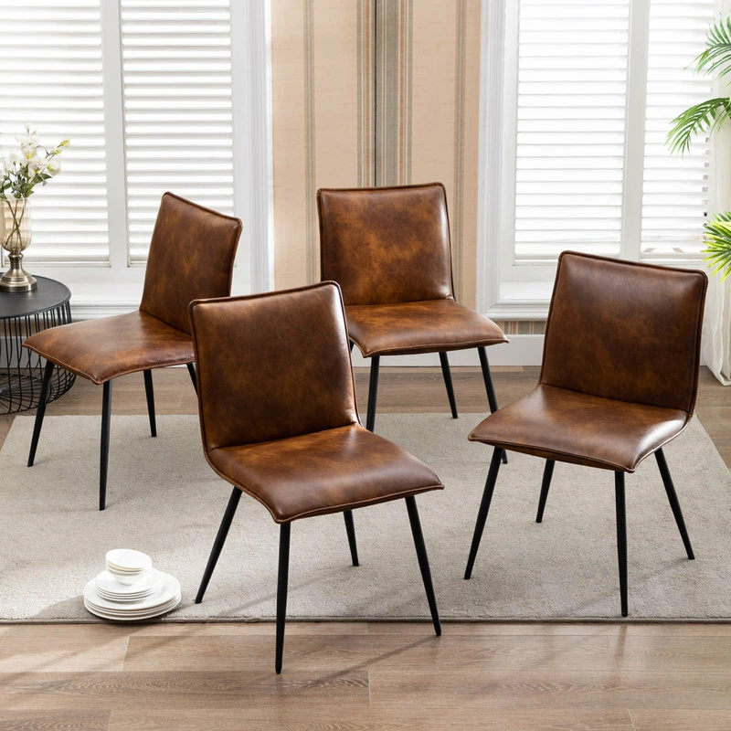 Budget ⭐ Duhome Elegant Lifestyle Set Of 4 Minimalist Faux Leather Side Chairs For Dining Room, Yellowish-Brown 🌟 7 Budget ⭐ Duhome Elegant Lifestyle Set Of 4 Minimalist Faux Leather Side Chairs For Dining Room, Yellowish-Brown 🌟 - Image 7