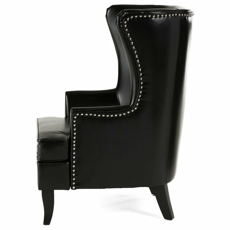 Best Sale 🎉 GDFStudio GDF Studio Jameson Tall Wingback Leather Club Chair, Black 😉 5 Best Sale 🎉 GDFStudio GDF Studio Jameson Tall Wingback Leather Club Chair, Black 😉 - Image 5