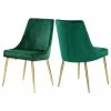 Hot Sale 👍 MOD The Draper Dining Chair, Green, Velvet, Gold Base, Set Of 2 😍