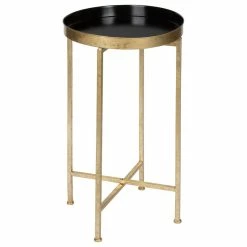 Wholesale ๐ Uniek Kate And Laurel Celia Round Metal Foldable Tray Accent Table, Gold And Black ๐
