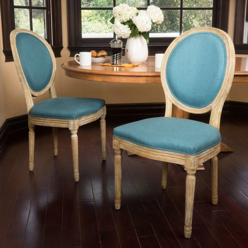 Deals ๐งจ GDFStudio GDF Studio Phinnaeus French Country Fabric Dining Chairs (Set Of 2), Dark Teal โญ 2 Deals ๐งจ GDFStudio GDF Studio Phinnaeus French Country Fabric Dining Chairs (Set Of 2), Dark Teal โญ - Image 2