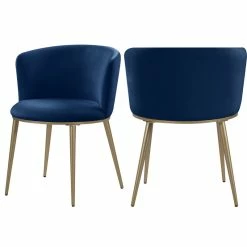 Discount 👏 MOD The Almar Dining Chair, Navy And Brushed Gold, Velvet And Iron, Set Of 2 🌟