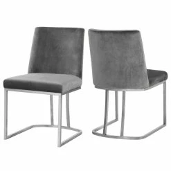 Wholesale 🎁 MOD The Josephine Velvet Dining Chair, Gray And Silver, Set Of 2 🌟