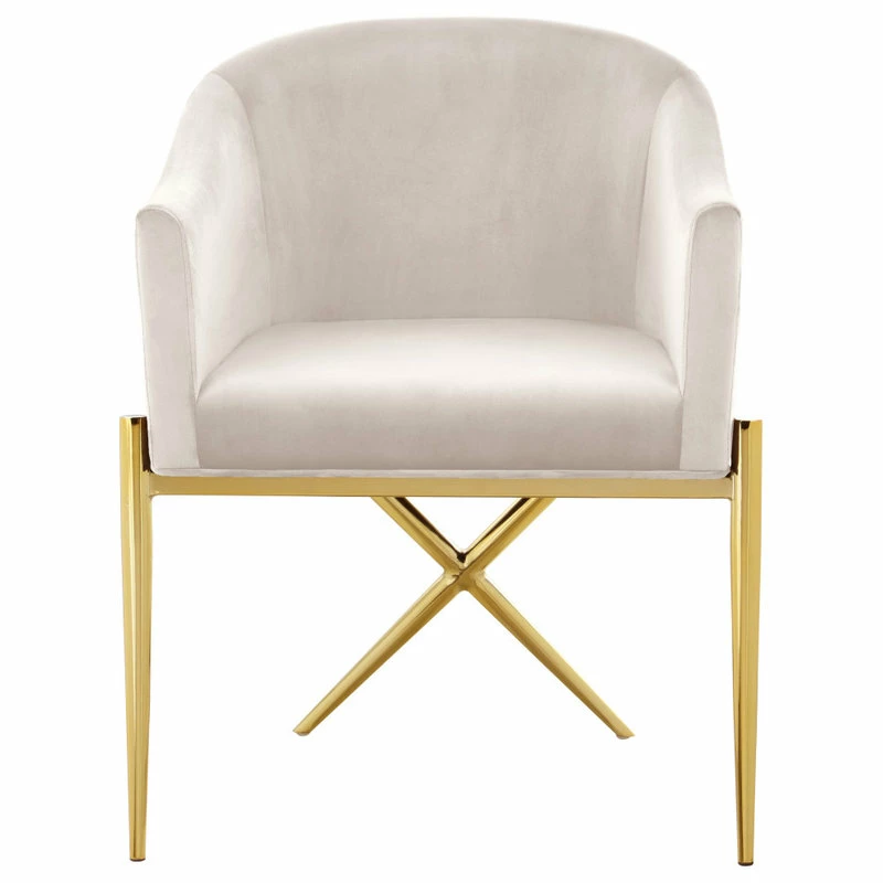 Hot Sale 👏 Meridian Furniture Xavier Velvet Dining Chair, Cream, Gold Legs 👏 3 Hot Sale 👏 Meridian Furniture Xavier Velvet Dining Chair, Cream, Gold Legs 👏 - Image 3