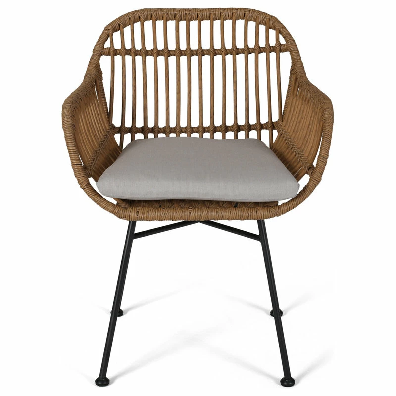 Outlet 🤩 GDFStudio Rodney Indoor Woven Faux Rattan Chairs With Cushions, Set Of 2, Light Brown, Bei 🛒 5 Outlet 🤩 GDFStudio Rodney Indoor Woven Faux Rattan Chairs With Cushions, Set Of 2, Light Brown, Bei 🛒 - Image 5