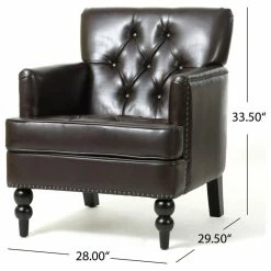 Brand new 🛒 GDFStudio GDF Studio Medford Club Chair, Nailhead Trim, Brown, Faux Leather 💯 -Living Room Furniture Shop 3041361b039ab9c9 0629 w800 h800 b1 p0