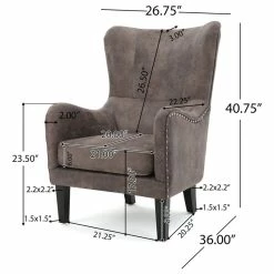Promo ⭐ GDFStudio Lorenzo Contemporary Wingback Club Chair With Nailhead Trim, Gray Brown 🎁 -Living Room Furniture Shop 30c11405039fdf44 2115 w800 h800 b1 p0
