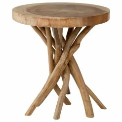 Deals 💯 East At Main's Merrill Brown Round Teakwood Accent Table 🤩