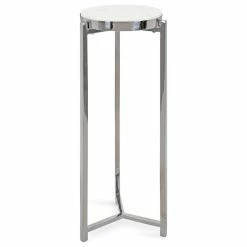 Flash Sale ⭐ Uniek Aguilar Glam Drink Table, Silver/White 8x8x23 🎁