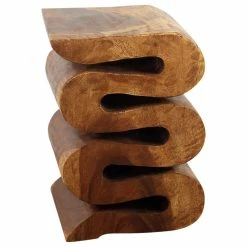 Deals 🌟 Kammika Import Export Co., Ltd (Thailand) Haussmann® Wood Wave Verve Accent Snake Table 12x14x20 In H Walnut Oil 😀 -Living Room Furniture Shop 3591a7db0e8c4c22 5801 w800 h800 b1 p0