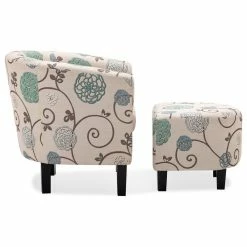 Top 10 💯 Belleze Accent Chair W/ Ottoman Round Arms Curved Back French Print Script,Beige Floral 😍 -Living Room Furniture Shop 38018f0d0d807363 4769 w800 h800 b1 p0