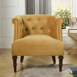 Hot Sale 🔔 Jennifer Taylor Home Katherine Tufted Accent Chair, Mustard Gold Velvet 😀 -Living Room Furniture Shop 38e130270022c8a7 0510 w800 h800 b0 p0