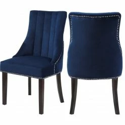 Cheap 🔥 Meridian Furniture Oxford Velvet Dining Chair, Set Of 2, Navy ✨