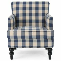 Coupon 🥰 GDFStudio GDF Studio Eve Tufted Fabric Club Chair, Blue Checkerboard/Dark Brown ✔️ -Living Room Furniture Shop 3a71aaab01b70a79 1202 w800 h800 b1 p0