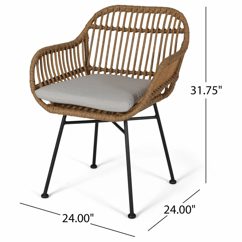 Outlet 🤩 GDFStudio Rodney Indoor Woven Faux Rattan Chairs With Cushions, Set Of 2, Light Brown, Bei 🛒 4 Outlet 🤩 GDFStudio Rodney Indoor Woven Faux Rattan Chairs With Cushions, Set Of 2, Light Brown, Bei 🛒 - Image 4