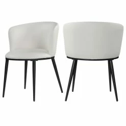 Wholesale 👍 Meridian Furniture Skylar Dining Chair, Set Of 2, White Faux Leather, Matte Black Iron Legs 🧨