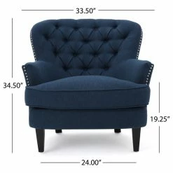 Promo 💯 GDFStudio GDF Studio Alfred Royal Vintage Design Upholstered Arm Chair, Dark Blue 😍 -Living Room Furniture Shop 3fc1a27001aebf36 9354 w800 h800 b1 p0