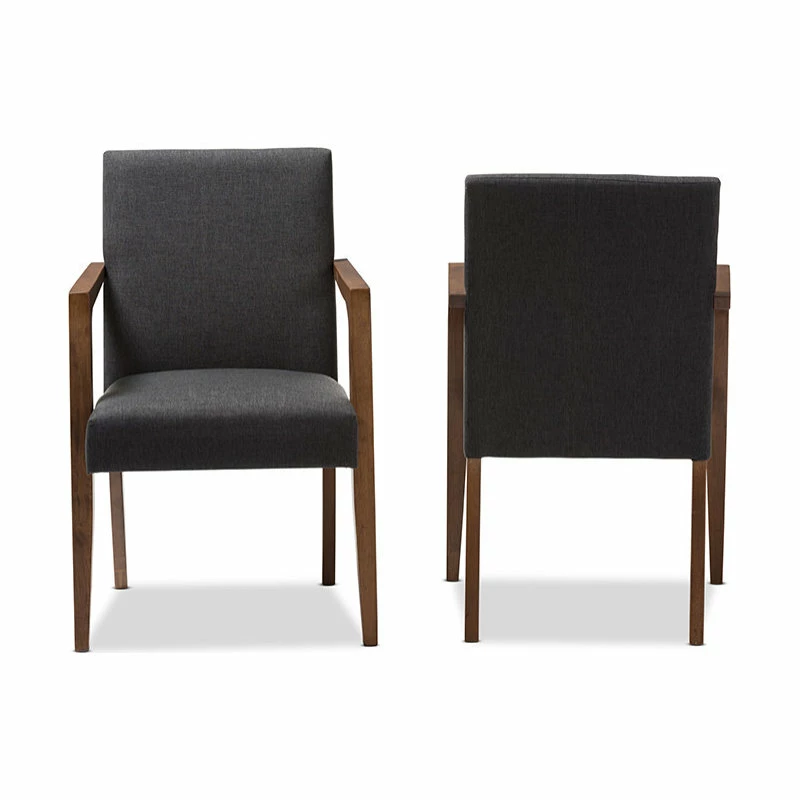 Best deal 👍 Baxton Studio Andrea Mid-Century Modern Dark Gray Upholstered Wooden Armchair, Set Of 2 🥰 4 Best deal 👍 Baxton Studio Andrea Mid-Century Modern Dark Gray Upholstered Wooden Armchair, Set Of 2 🥰 - Image 4