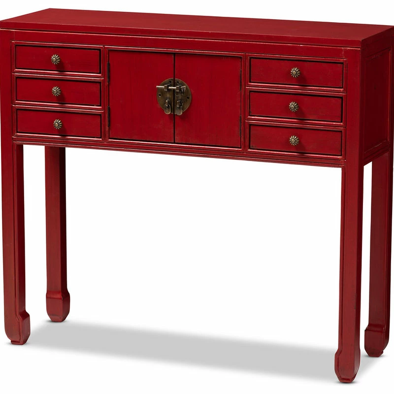 Best Pirce ๐ Baxton Studio Melodie Red Wood Bronze Accents 6-Drawer Console Table ๐ฅฐ 2 Best Pirce ๐ Baxton Studio Melodie Red Wood Bronze Accents 6-Drawer Console Table ๐ฅฐ - Image 2