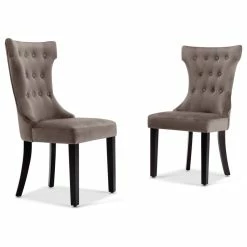 Budget 👏 Belleze Parsons Elegant Tufted Upholstered Dining Chair, Set Of 2, Taupe 🔔