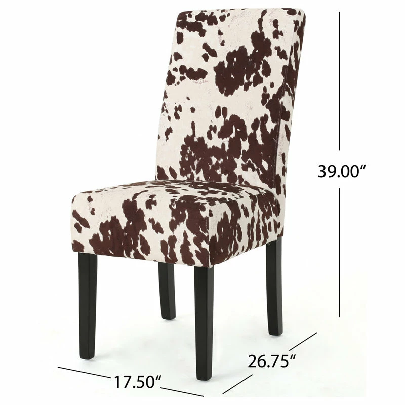 Discount 👏 GDFStudio Percival Upholstered Dining Chairs, Set Of 2, Milk Cow + Dark Brown, Velvet 🎉 3 Discount 👏 GDFStudio Percival Upholstered Dining Chairs, Set Of 2, Milk Cow + Dark Brown, Velvet 🎉 - Image 3