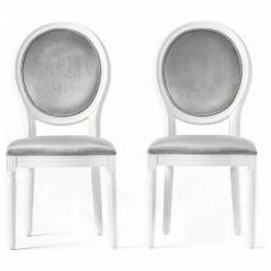 Promo 🔥 GDFStudio GDF Studio Phinnaeus Contemporary Velvet Dining Chairs (Set Of 2), Horizon Gray/ 🔥