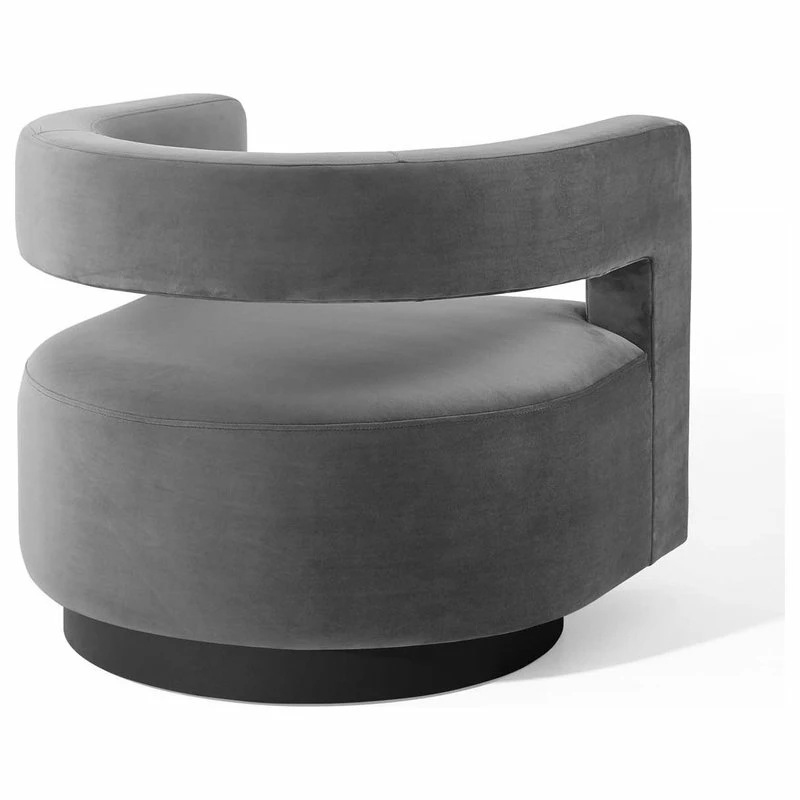 Discount 👍 LexMod Spin Cutaway Performance Velvet Swivel Armchair, Gray ⭐ 5 Discount 👍 LexMod Spin Cutaway Performance Velvet Swivel Armchair, Gray ⭐ - Image 5
