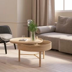 Cheap 🎁 Homary Modern Round Wood Rotating Tray Coffee Table With Storage, Natural ✔️ -Living Room Furniture Shop 49617c6702a9a59a 0919 w800 h800 b0 p0