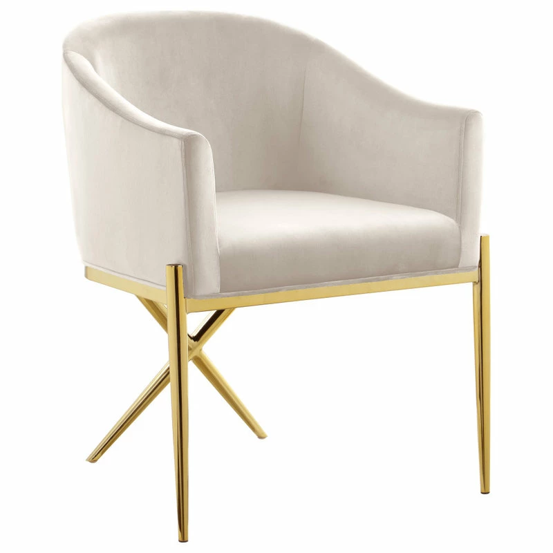Hot Sale 👏 Meridian Furniture Xavier Velvet Dining Chair, Cream, Gold Legs 👏 1 Hot Sale 👏 Meridian Furniture Xavier Velvet Dining Chair, Cream, Gold Legs 👏