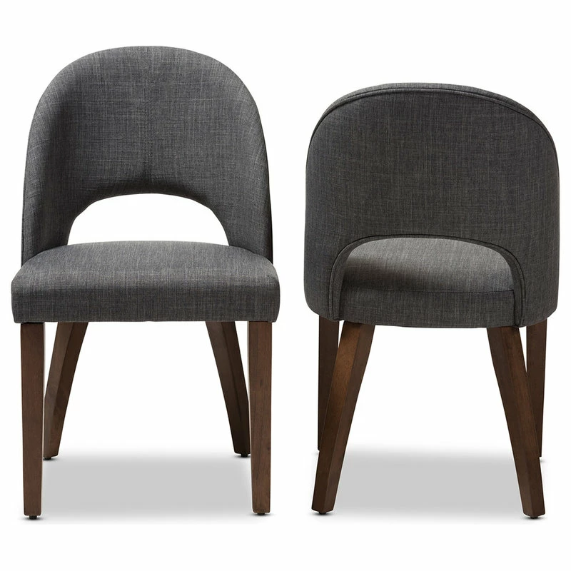 New ⌛ Baxton Studio Wesley Walnut Finished Wood Dining Chair, Set Of 2, Dark Gray ⌛ 2 New ⌛ Baxton Studio Wesley Walnut Finished Wood Dining Chair, Set Of 2, Dark Gray ⌛ - Image 2